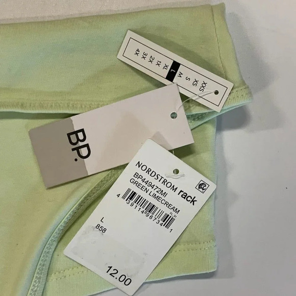 Nordstrom BP Women's Halter Cotton Crop Top Tank in Green Limecream Size L NWT - Picture 7 of 13